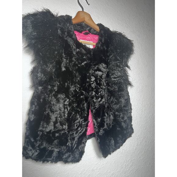 NEIMAN MARCUS/TARGET Faux Fur Vest Sz XS Black Skaist Taylor Crop Boho - Picture 6 of 10